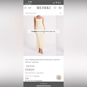 Meshki Satin Maxi Dress Light Yellow